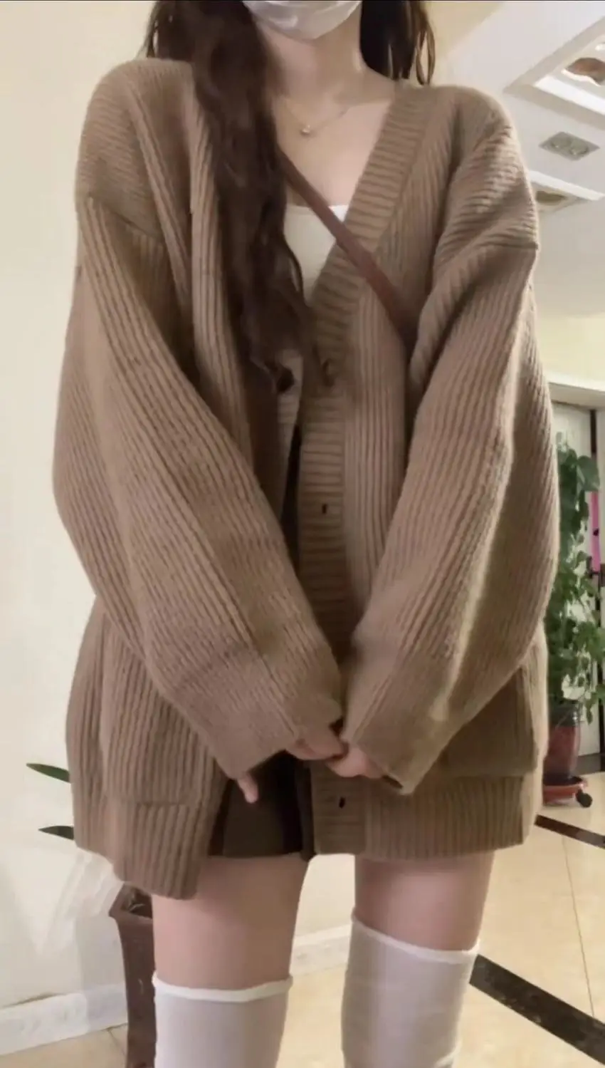 Women's Cardigan Sweater Women Grey Beige Camel Knit Korean Style Popular Autumn Fashion Women's Clothing 2024 Trend Outerwear