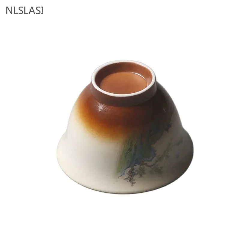 120ml Chinese Style Antique Gaiwan Ceramic Tea Bowl Creative Handmade Tea Infuser Household Set Accessories Porcelain Teacup