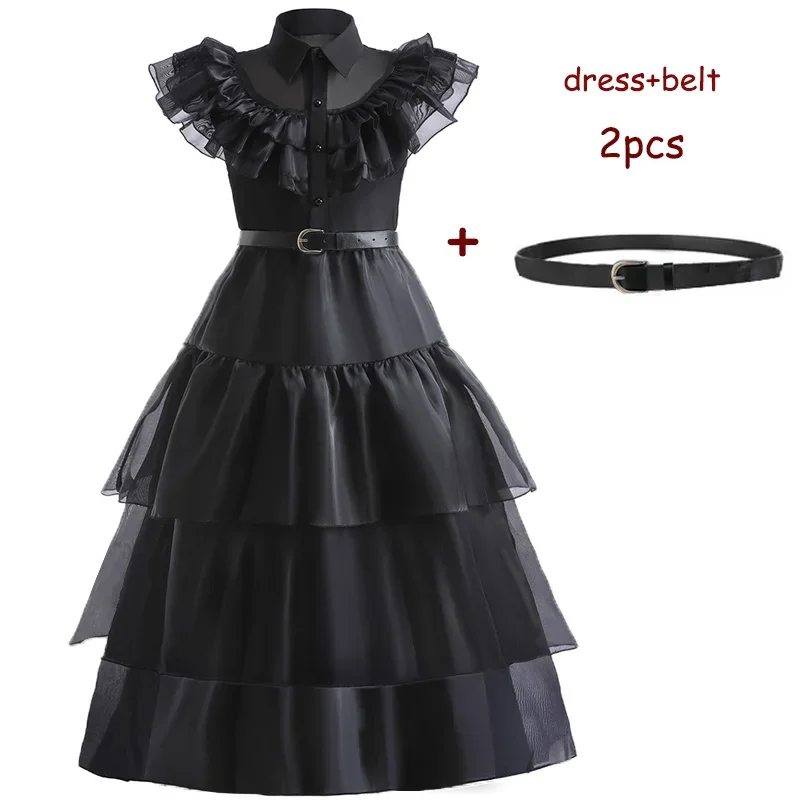 thumbnail image 1 of Vestidos de carnaval Miércoles Addams Disfraz de cosplay para niña 2023 Nuevos vestidos largos de noche de fiesta de malla para adolescentes 5 10 14 años, 1 of 5