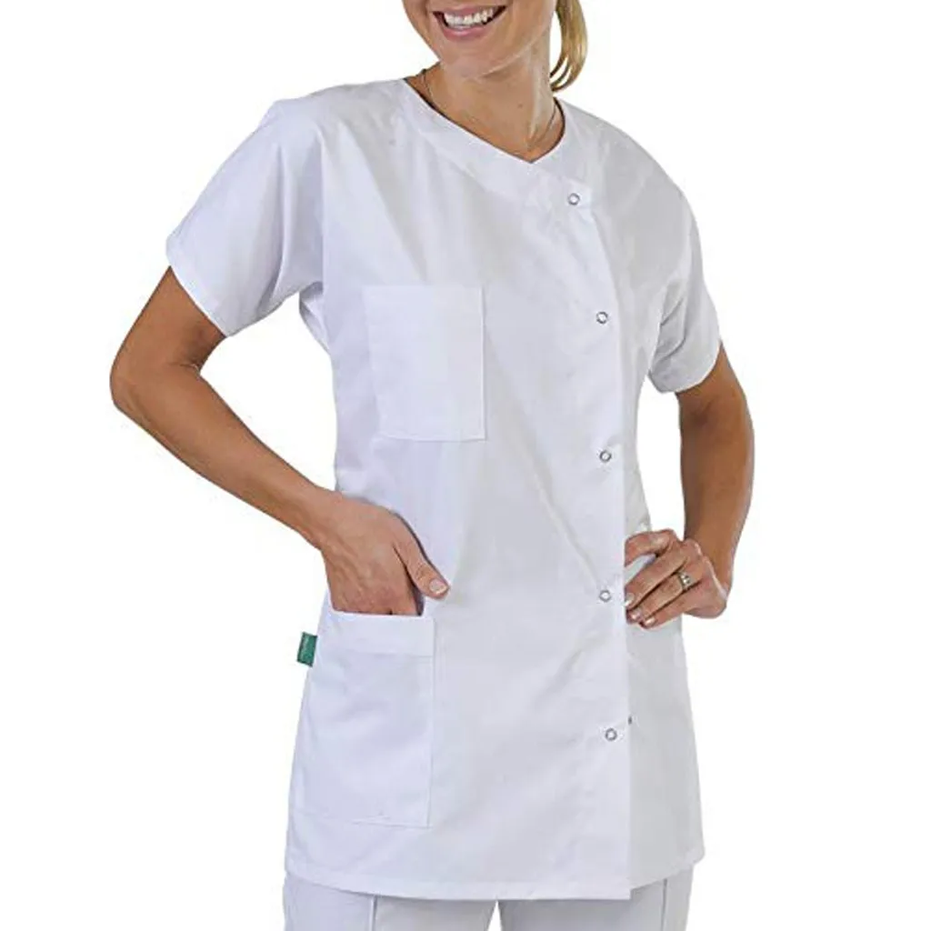 Women'S Nurse Scrub Top White Medical Clothing Uniform Scrubs Set Uniformes Clinicos Workwear Beautician Nursing Suits Tops
