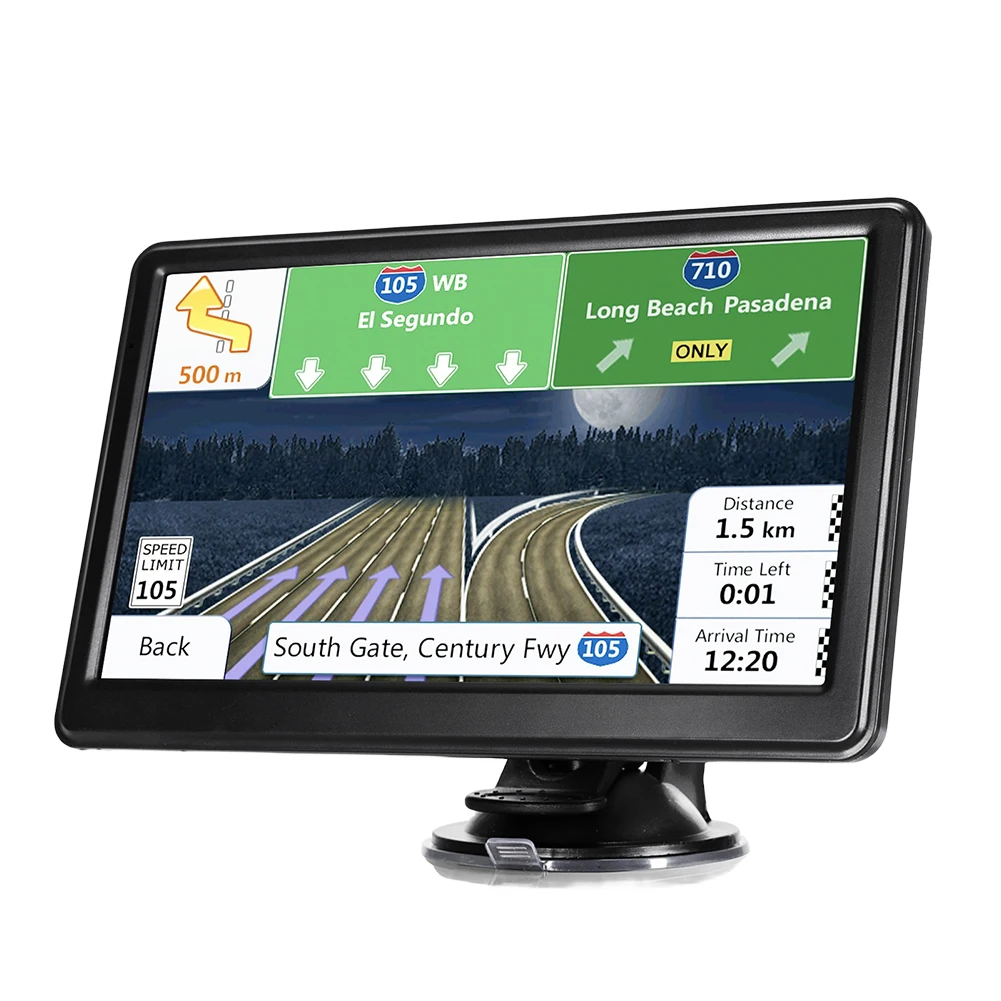HD 차량용 GPS 네비게이터 FM 송신기, GPS 터치 스크린, 휴대용 위성 네비게이터, 음성 알림 듀얼 시스템, 지도 포함, 7 인치