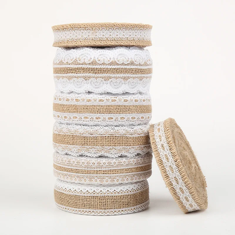 25mm Jute Burlap Ribbons One Meter Vintage Wedding Accessories Lace Jute Hessian Rustic Weddings & Events Birthday Party Favors