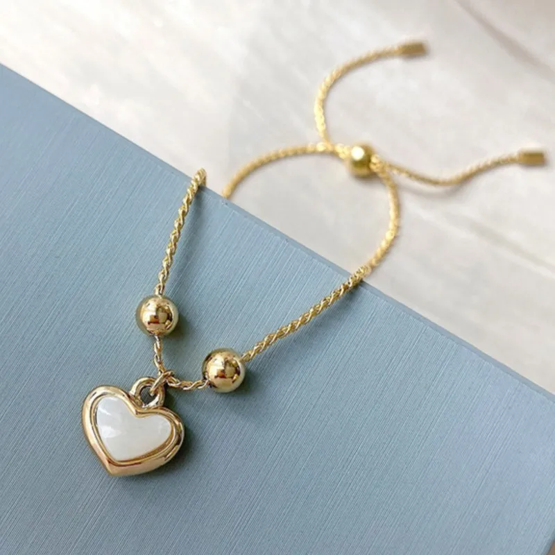 French Style Love Shell Bracelet for Women Ladies Ins 2024 New Trend Adjustable Chain Bracelerts Party Jewelry Accessories