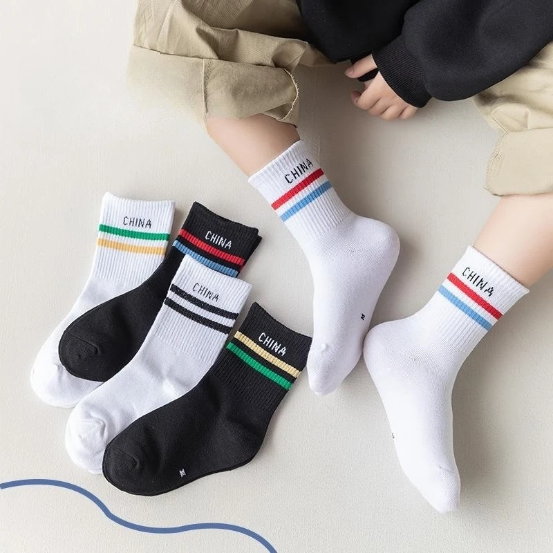 

1-12Year 5Pairs /lot Children's socks autumn and winter new combed cotton breathable kids socks boys and girls sport socks