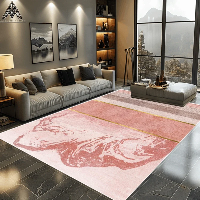 Pink Decoration Bedroom Carpet Modern Light Luxury Rugs for Living Room Soft Flannel Cloakroom Carpet Non-slip Coffee Tables Mat 2