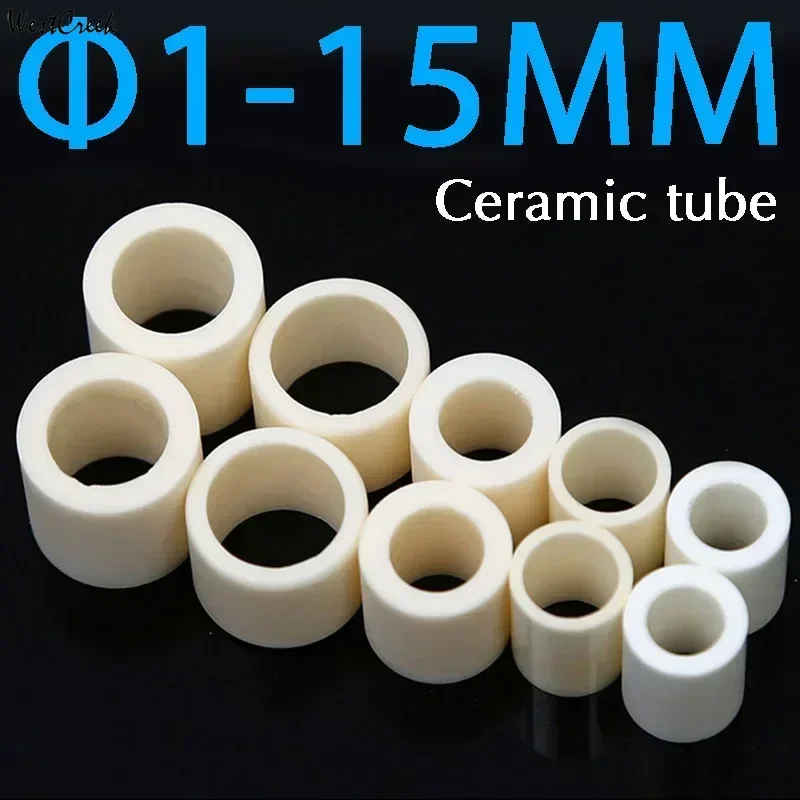 WESTCREEK 10pc Ceramic Tube Alumina Small Porcelain Tube Corundum Wear-resistant Insulating Porcelain Bushing
