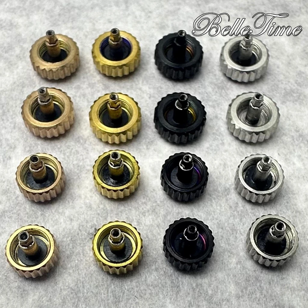 Premium Watch Parts in Silver, Gold, Black, and Rose Gold Finish - Featuring Logo S Watch Crown and Non-Logo S Crown