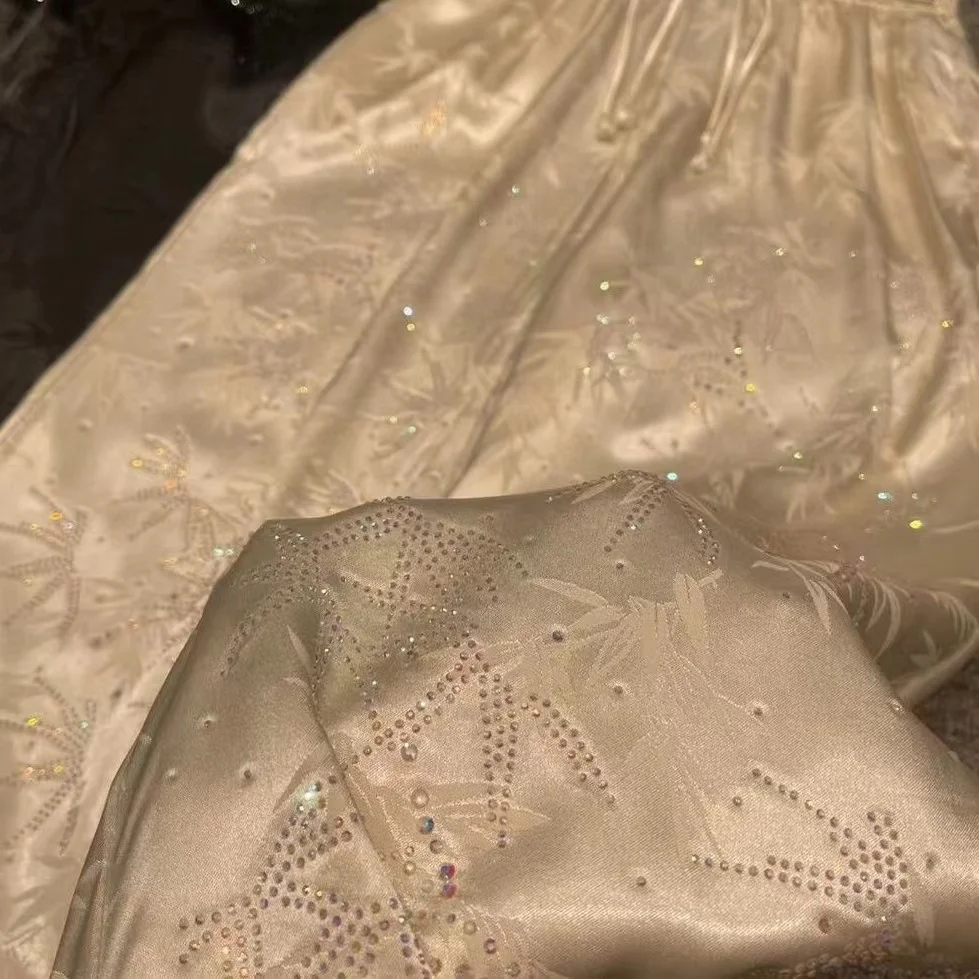 

Blingbling стразы женские гладкие брюки, повседневные свободные прямые брюки со шнурком, брюки, новинка 2024 года