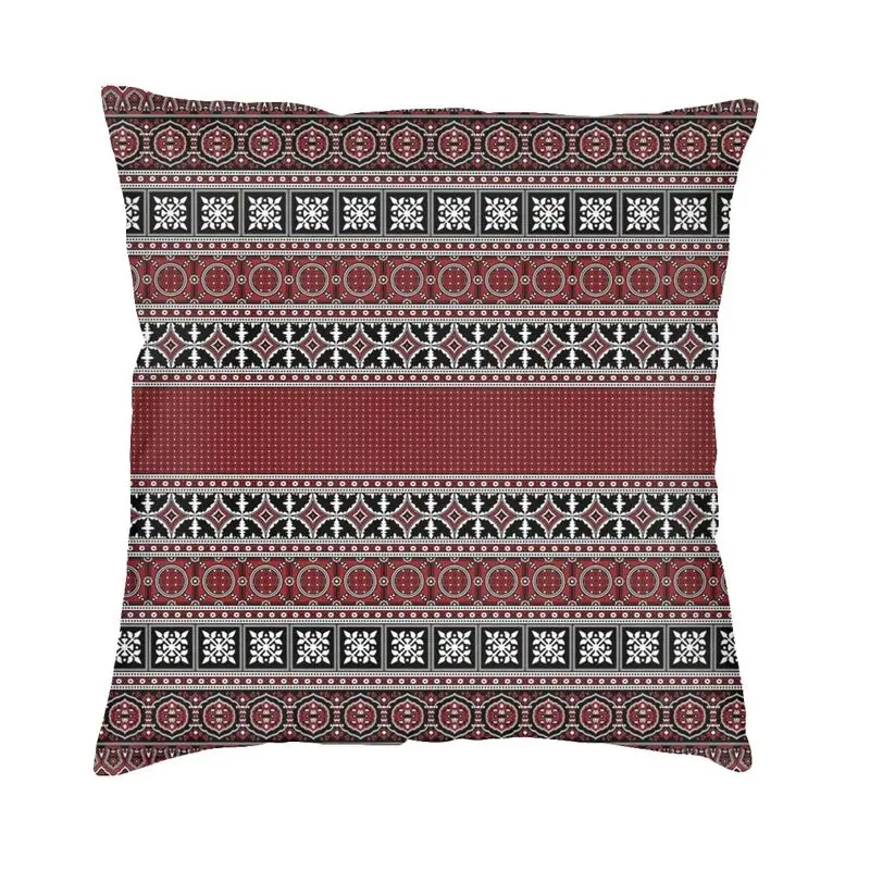 

Red Ajrak Pattern Cushion Cover 45x45cm Pakistan Ethnic Tribe Art Soft Velvet Cute Throw Pillow Case Living Room Decoration