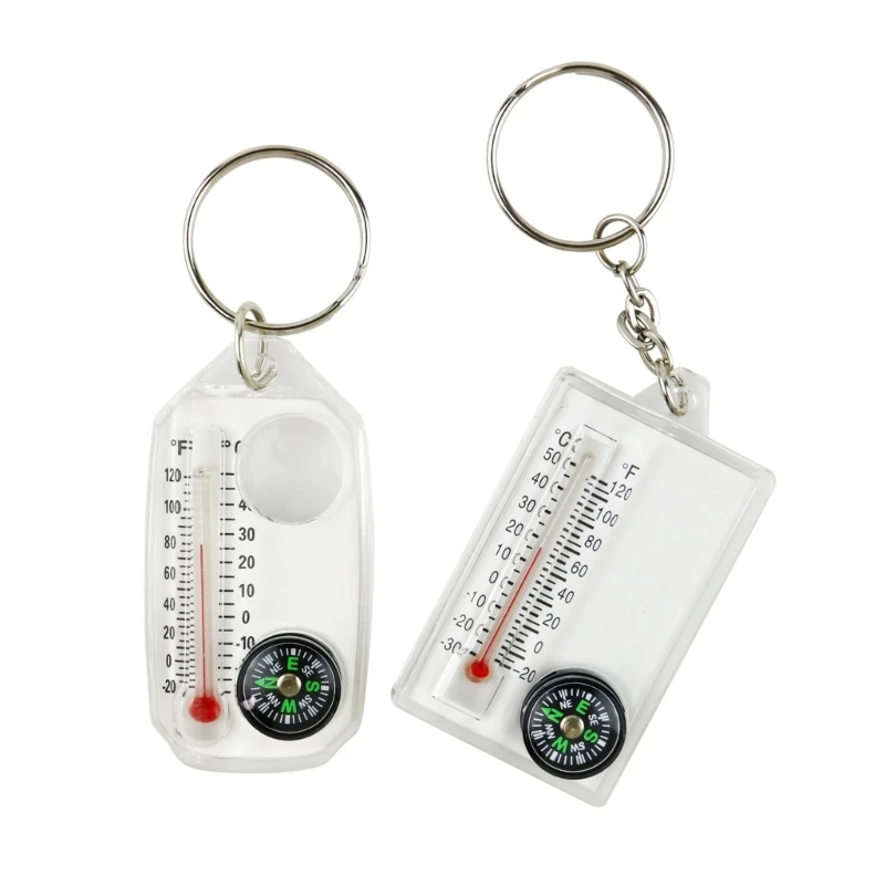 

Mini Keychain Multifunctional Camping Compasses Thermometer Outdoors Climbing Temperature Tester Helping Survival Drop Shipping