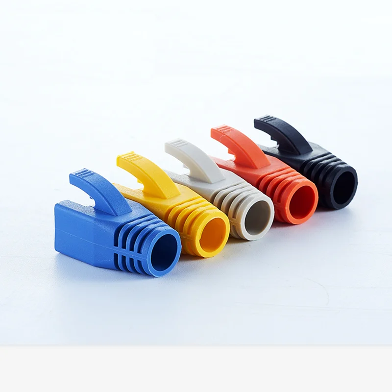 RJ45 Cat7 캡 Cat6a 네트워크 이더넷 케이블 커넥터 Cat 7 플러그 보호 다색 부츠 외장 색상 부시 OD 8.5mm