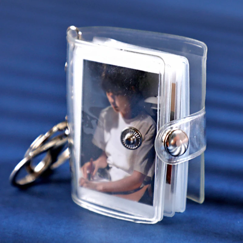 

2 Inch Photo Album Transparent Glitter PVC Card Holder 16 Pockets Photo Holder Mini Photo Books With Keychain Wholesale