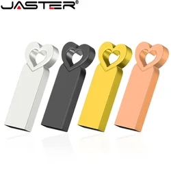 JASTER High Speed USB Flash Drives 64GB 100% Real Capacity Pen Drive 32GB Mini Heart Metal Memory Stick Creative Business Gifts