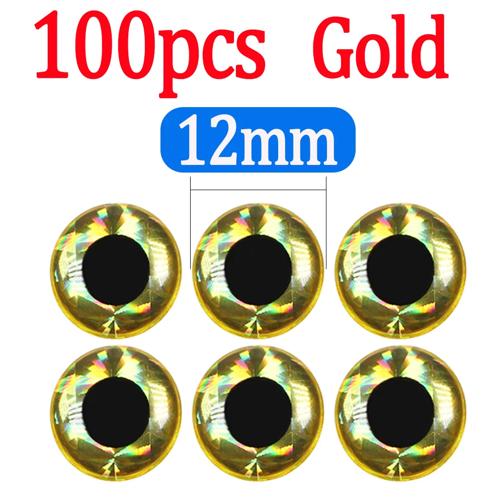 100pcs Gold 12mm