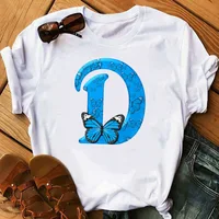 26 lettres anglaises papillon imprimé T-shirt à manches courtes femmes surdimensionné T-shirt hauts graphiques t-shirts Harajuku Harajuku 5