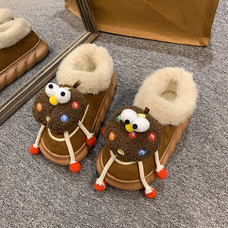 

Женские кроссовки с мехом на платформе, повседневные кроссовки на меху, универсальные удобные лоферы с круглым носком, Осень-зима 2023