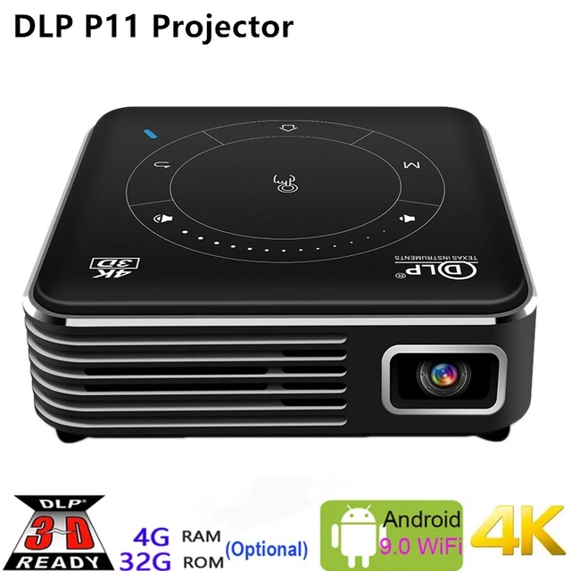 Dlp P11 Android 9.0 Support 4k Mini Projector3d Hd Portable Micro Wifi  Bluetooth Dlp Mobile Led Projector With Battery - Projectors - AliExpress