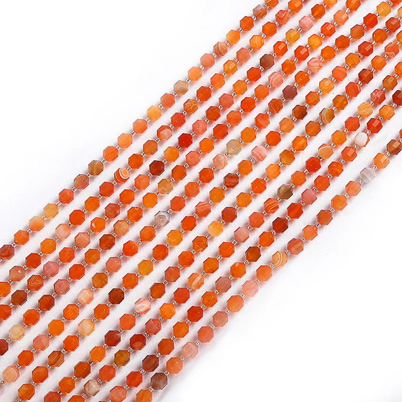 Natural Faceted Orange Persian Agates Stone Spacer Beads Loose Beads For Jewelry Making Diy Handmade Bracelet Accessories
