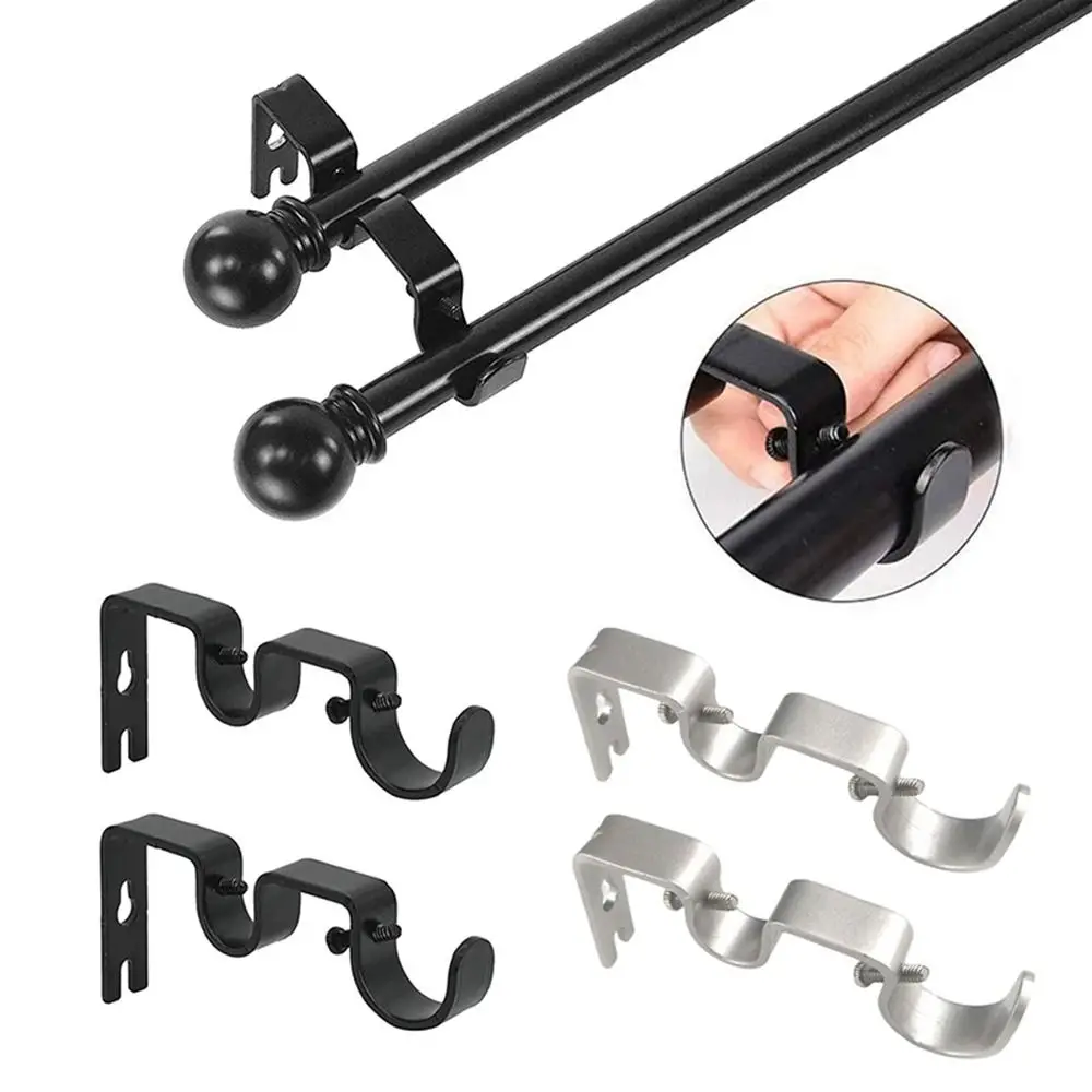 Description Picture 6 of itemCurtain Rod Brackets Hanging Rack Hook Shower Curtain Pole Bracket Double Hang Hanger Holder Practical Bathroom Hardware