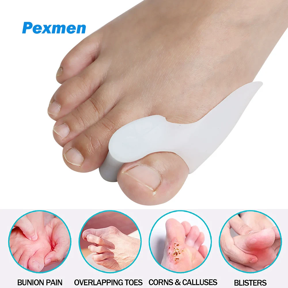 

Pexmen 2Pcs Gel Toe Separator Big Toe Bunion Guards for Foot Pain Relief from Rubbing & Pressure Calluses Corns and Blisters