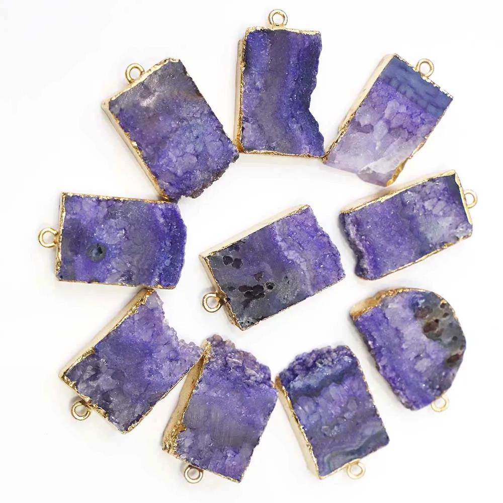 

Natural Raw Stone Sliced Purple Water Crystal Bud Pendant Irregular Phnom Penh Jewelry Necklace Wholesale 5Pcs/Lot Free Shipping