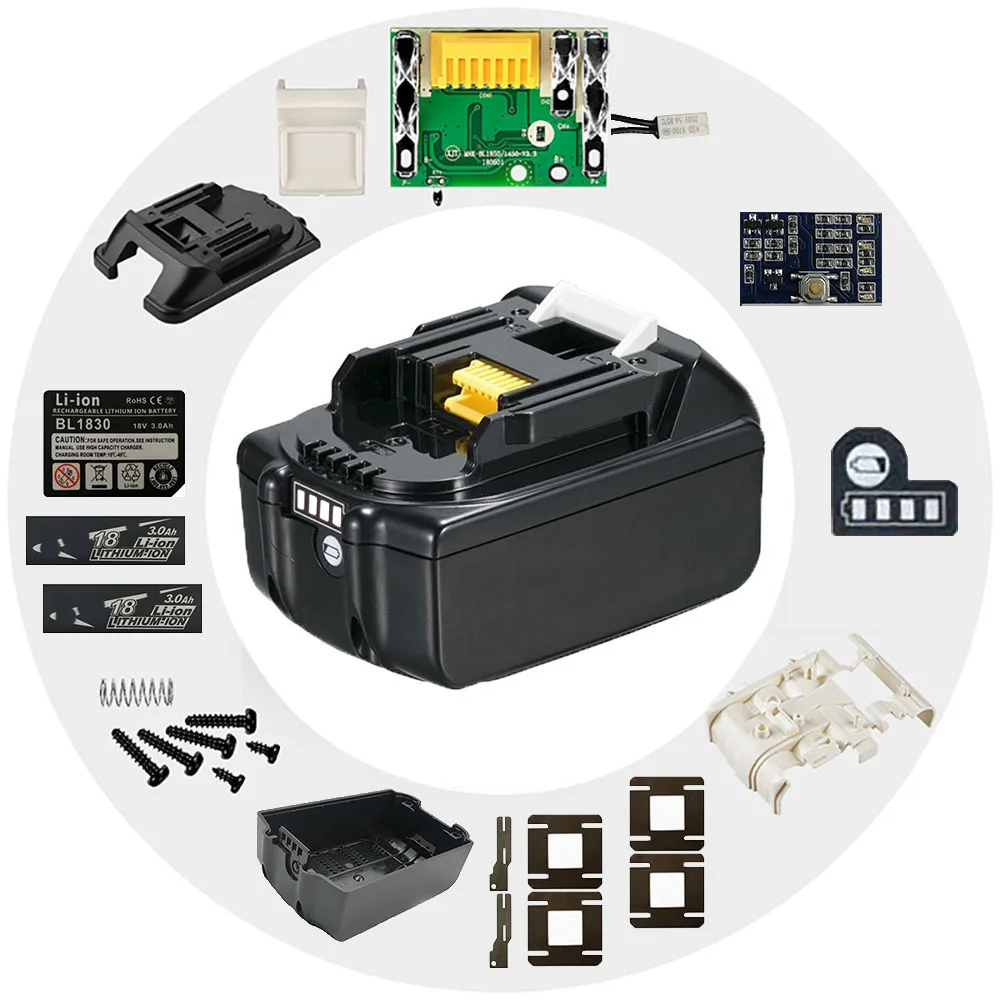 Li-ion Battery Case Box Charging Protection Circuit Board BSM PCBA For MAKITA 18V BL1830 6.0Ah LED Lithium Ion Battery Indicator