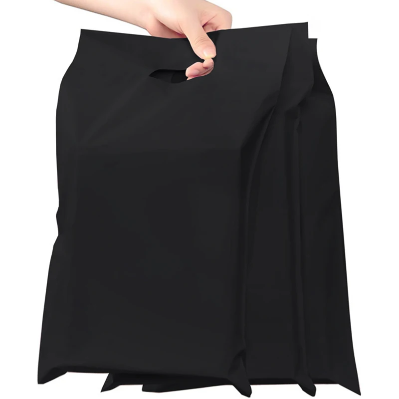 100Pcs/lot Custom Logo Shipping Bags Mail Bags with Handle Plastic Gift Bags Print One Color Logo On One Side Free Desgin Print