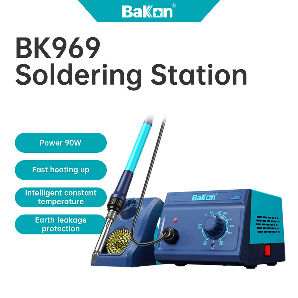 Bakon 90W Soldering Iron Staion Rapid Heating Constant Temperature Welding Equipment With Earth-leakage Protection BK969