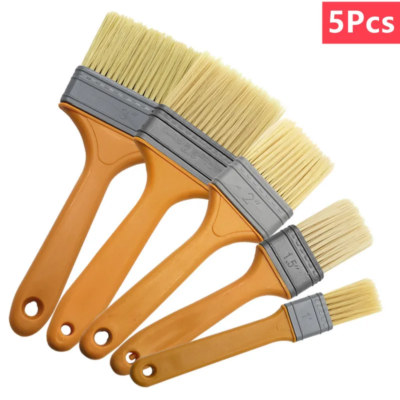 1/2/3/4/5Inch Paint Brush Home Decoration Paint Brush Plastic Handle Soft Hair Wall and Furniture Tool