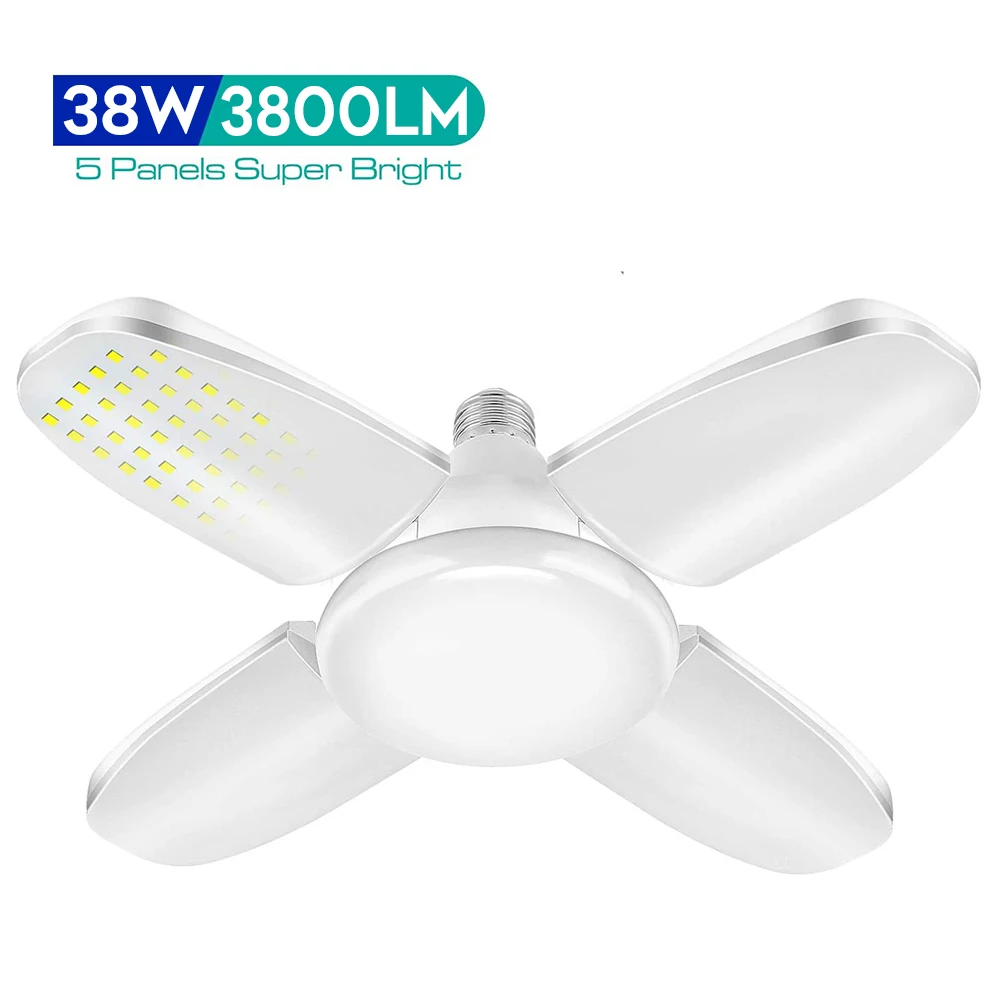 38w Led Light Super Bright Industrial Bulbs Foldable Fan Blade Energy