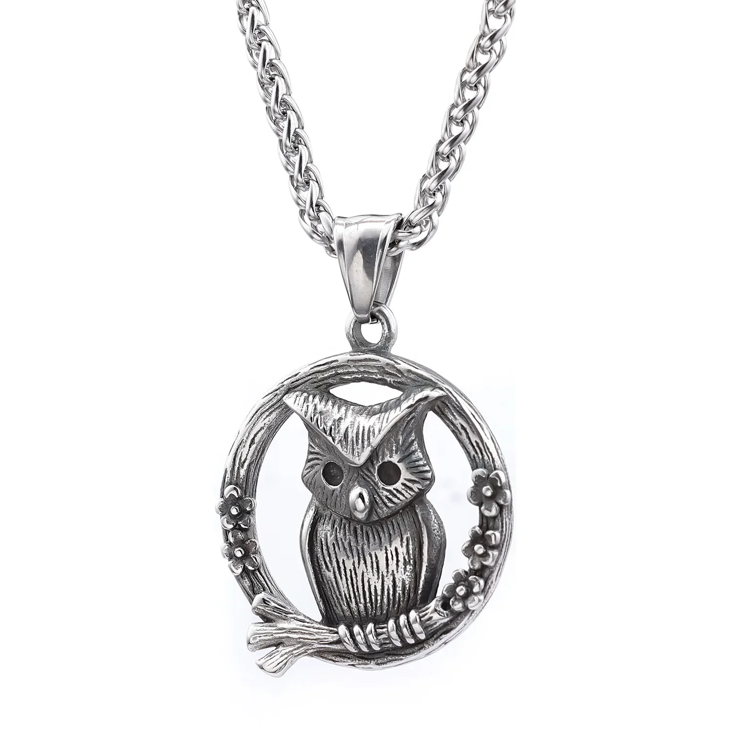 

Trendy Vintage Owl Stainless Steel Pendant Necklace Chain Fashion Jewelry