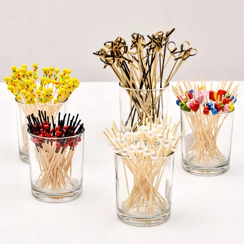 Fruit Stick bamboo sticks food picks fruit fork 100PCS Bamboo Pick Buffet Cupcake Fruit Fork Party Dessert Salad Stick Cocktail Skewer For Wedding Decor