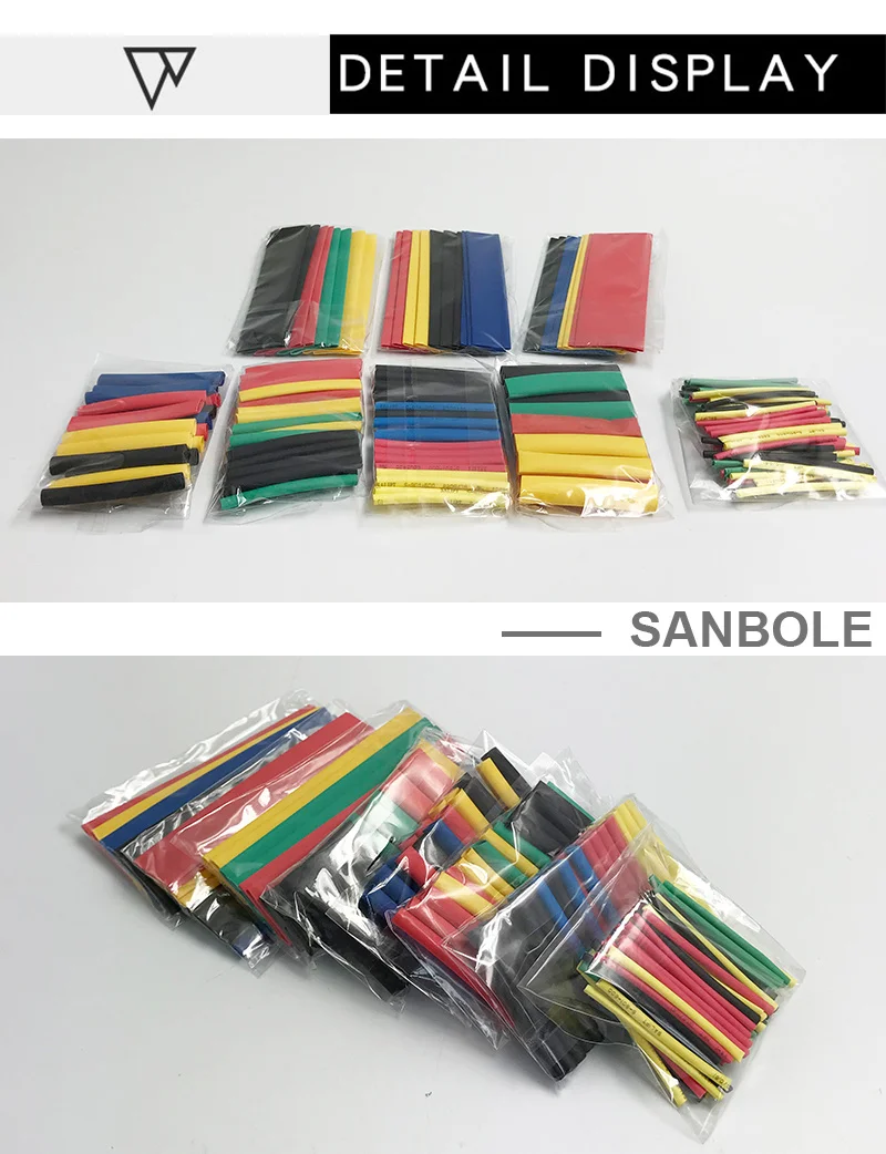164pcs Set Polyolefin Shrinking Assorted Heat Shrink Tube Wire Cable Insulated Sleeving Tubing Set
