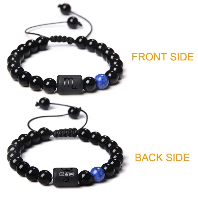 12 Constellation Zodiac Signs Bracelet Black Onyx Beads Cancer Leo Onyx Braided Bracelet for Women Men Couples Jewelry Gift 3 12 Constellation Zodiac Signs Bracelet Black Onyx Beads Cancer Leo Onyx Braided Bracelet for Women Men Couples Jewelry Gift 3