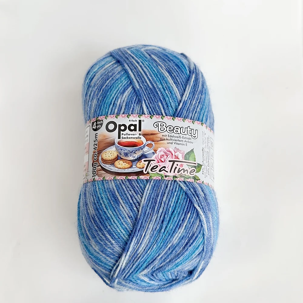 100g Opal Beauty Tea Time 4ply Sock Yarn, 75% Wool 25% Polyamide Space Dyed Colourful Yarn for Knitting & Crocheting 6