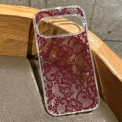 Luxury White Black Lace Floral Phone Case - Clear Cover - Google Pixel 8 Pro (-1)