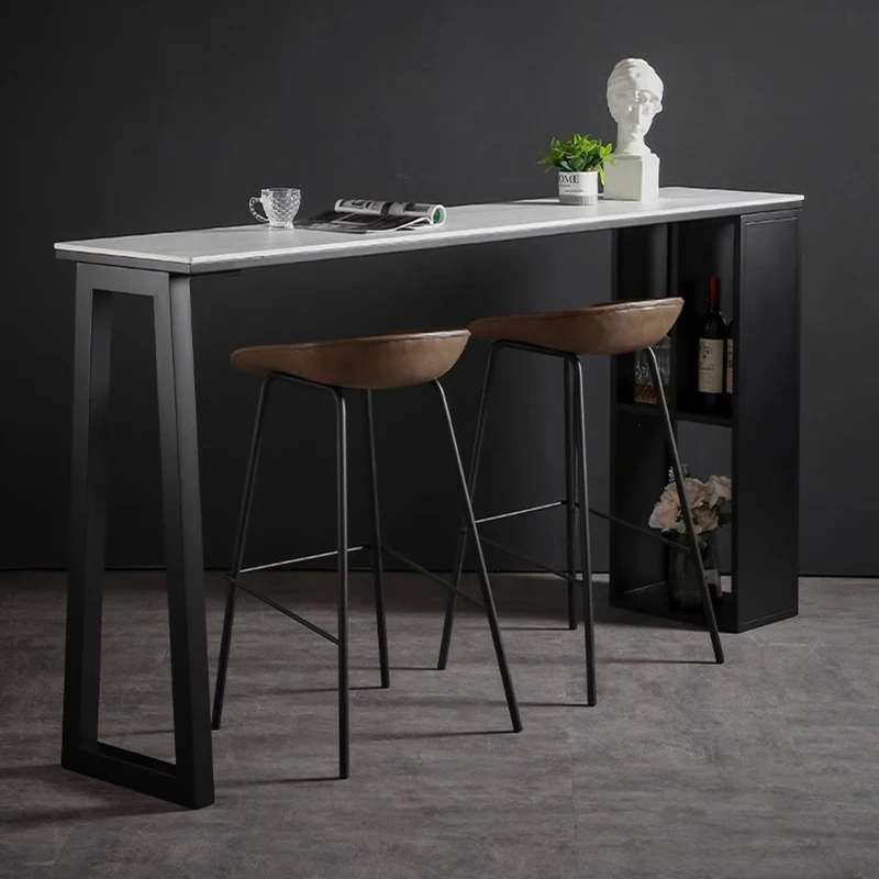 

Minimalist White Bar Table Marble Square Industrial Design Bar Dining Table Reception Modern Mesa Pared Industrial Furniture