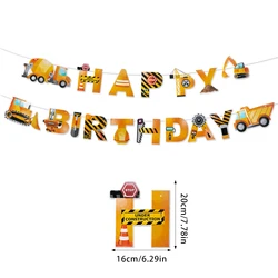 Construction Party Tableware Set - Disposable Plates, Cups, Napkins & Decor (1set banner)
