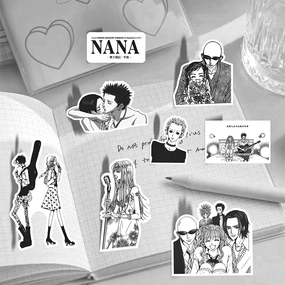 10/30/65PCS Japanese Anime NANA Stickers Black White Decals Cartoon Decoration Suitcase Laptop Phone Stationery Manga Sticker 5