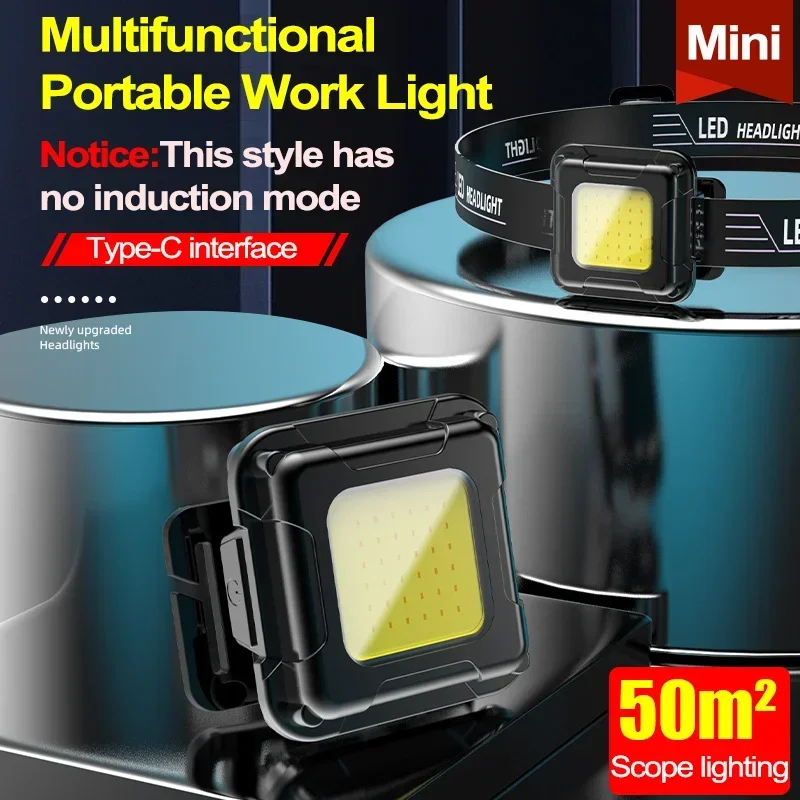 

USB Rechargeable LED Headlamp 3 Modes Fishing Camping Lantern Waterproof Mini Headlight Portable Floodlight COB Head Torch