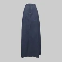 Fashion Imitation Denim H-Line High Waist Skirts Spring Summer Loose Solid Color Pockets Maxi Skirt For Women - Image 5