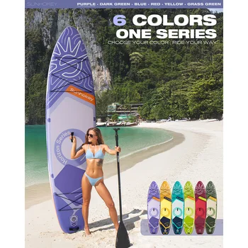 Sunhokey Purple Sup Waterproof Inflatable Paddle Board 11''x34''x6'' Adult Standing Style Aquatic Fishing With Accessories SUB 1