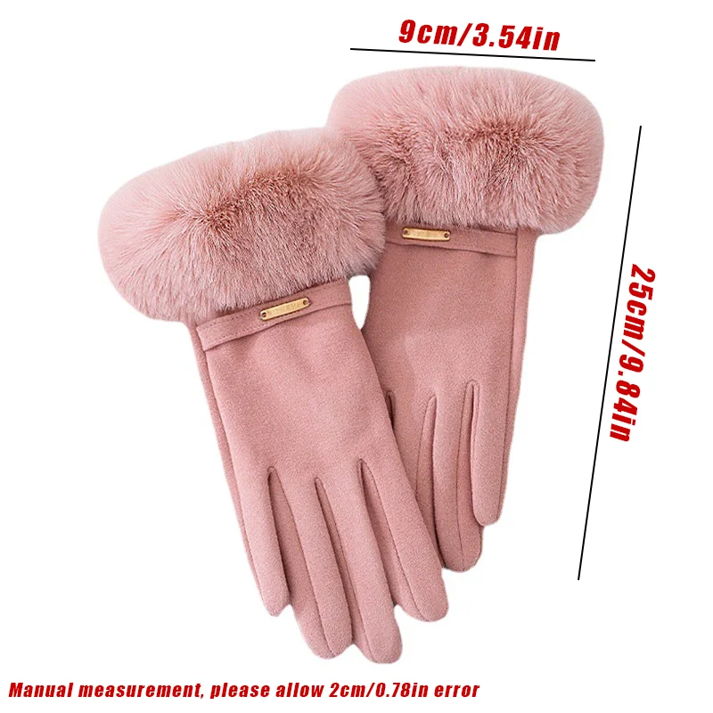 Women Touchscreen Gloves-Soft Double-Layered Faux Rabbit Fur For Ultimate Cold Weather Protection,Windproof,Water-Resistant - 4