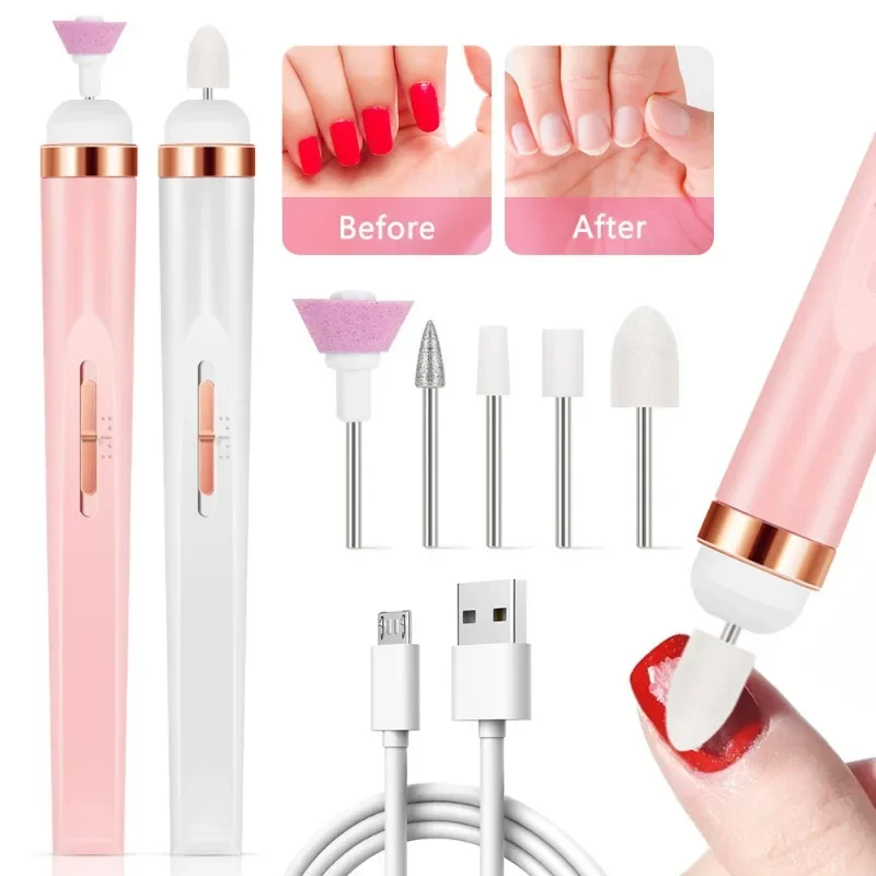 5 in 1 Electric Nail Polish Drill Machine With Light Portable Mini Electric Manicure Art Pen Tools For Gel Remover 4