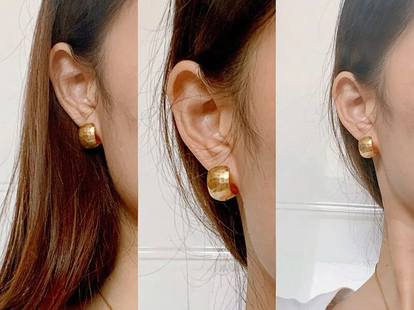 

Small Chunky Thick Gold Hoop Earrings Hammered Wide Huggie Hoops for Women Girls