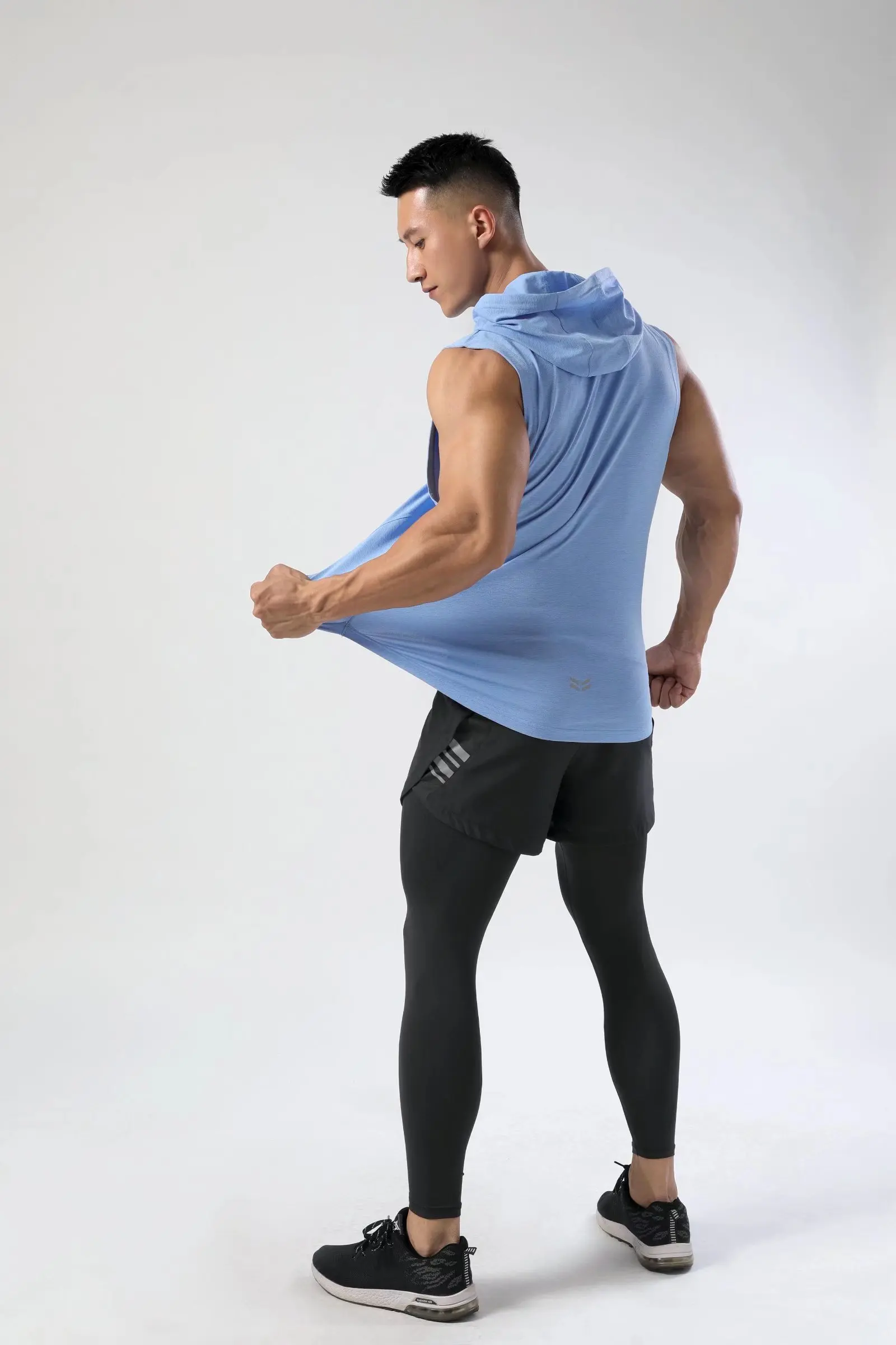 2022 New Gyms Clothing Mens Bodybuilding Hooded Tank Top Cotton Sleeveless Vest Sweatshirt Fitness Workout Sportswear Tops Male