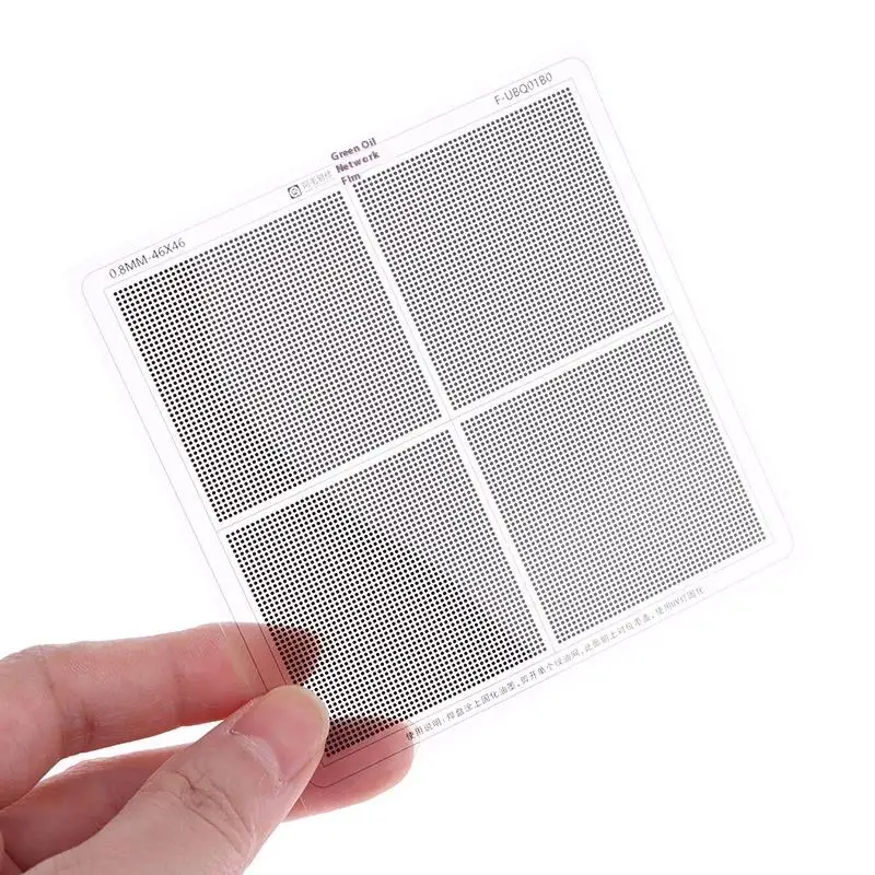 UV Solder Mask BGA Reballing Stencil with Diverse Hole Distances, Coated in Green Oil