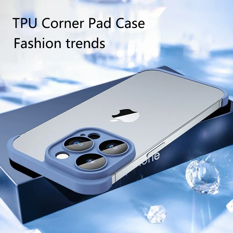 

Lens Protector Corner Pad Case For iPhone 15 14 Pro Max 100% Real Bare TPU Silicone Cover For iPhone 14 13 15 Pro Max Cover