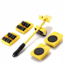 Heavy Duty Furniture Moving Tool Set with Wheels - Versatile Solution for Moving Sofas, Fridges & Kitchen Appliances (Yellow)