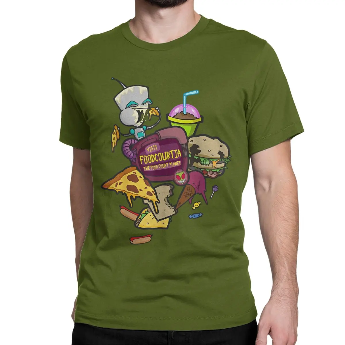 thumbnail image 1 of Camisetas de Invasor Zim para hombre y mujer, estilo vintage de algodón puro, cuello redondo, manga corta, camisetas únicas., 1 of 7